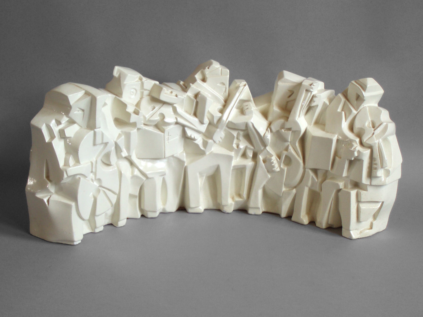 Retro Cast Plaster Cubist Symphony Sculpture by Austin Roo at 1stDibs