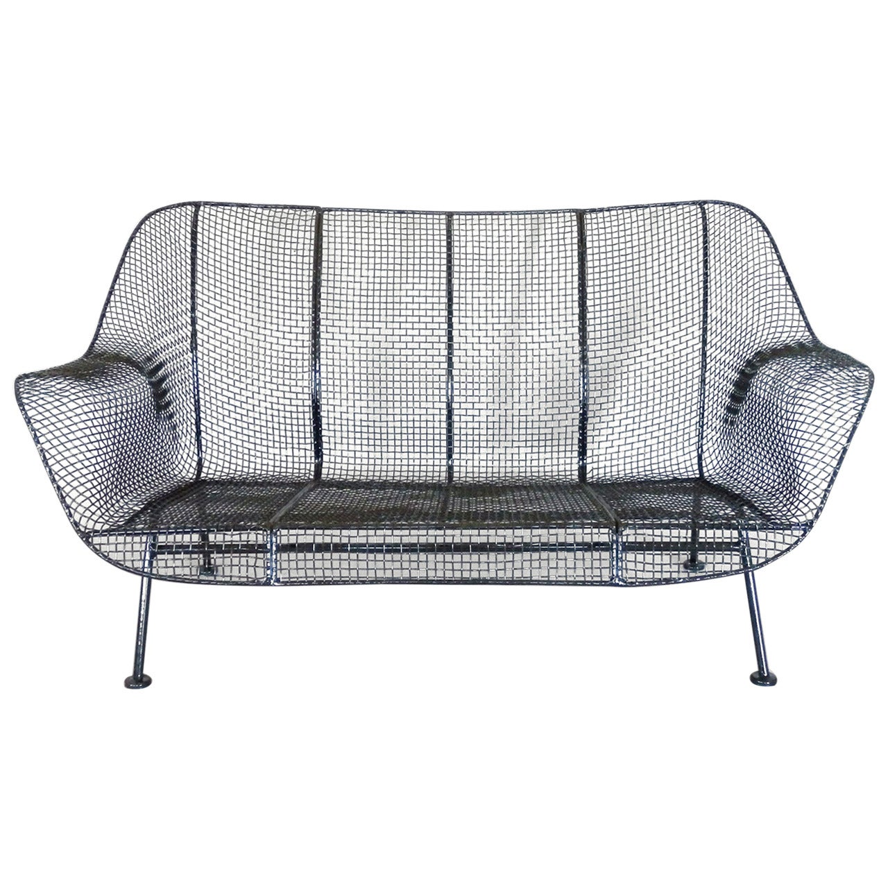 Woodard Wrought Iron with Mesh Settee For Sale