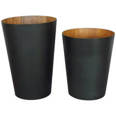 Tall Ebonized Walnut Waste Basket