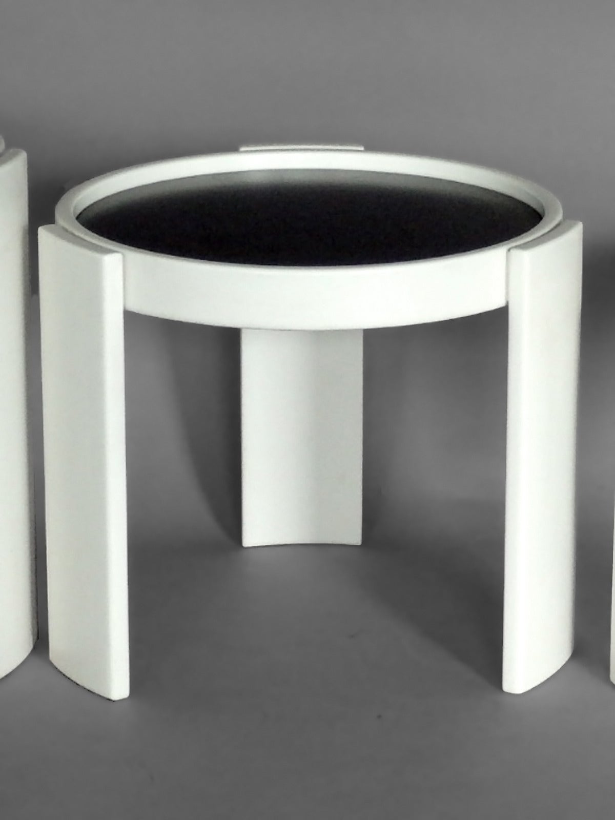 Italian Set of Three Black and White Nesting Tables Gianfranco Frattini