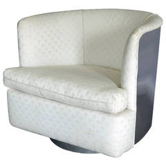 Swivel and Tilting Milo Baughman Stainless Steel Back Barrel Chair 2