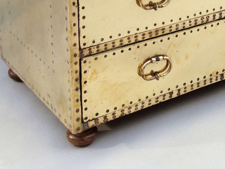 Polished Brass Clad Chest of Drawers by Sarreid Co. In Excellent Condition In Ferndale, MI