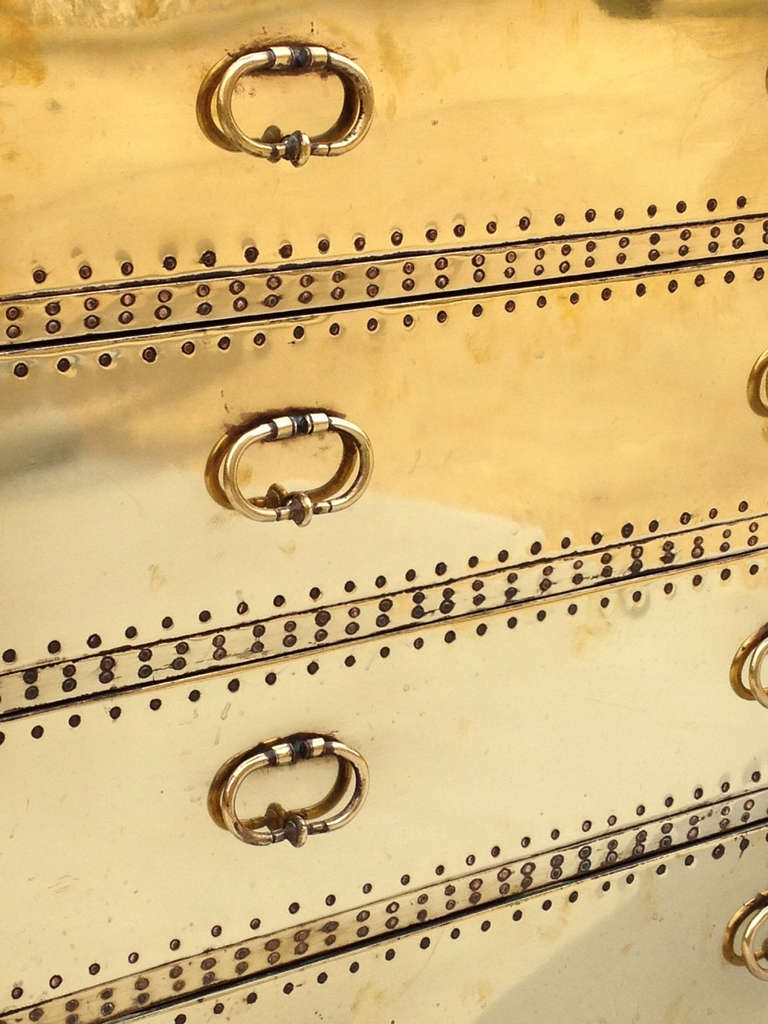 Late 20th Century Polished Brass Clad Chest of Drawers by Sarreid Co.
