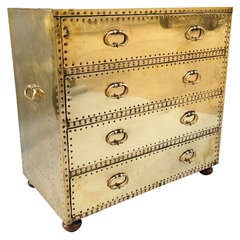 Polished Brass Clad Chest of Drawers by Sarreid Co.