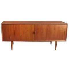 Tambour Front Teak Credenza by Sven Aage Larsen