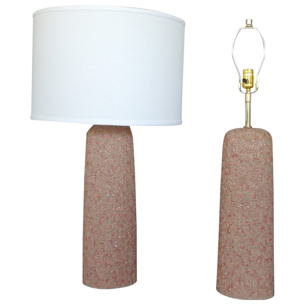Pair of Textured Ceramic Table Lamps by Chicago artist Rita Sargen