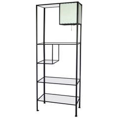 Frederick Weinberg Iron and Glass Shelf Unit with Lamp 1