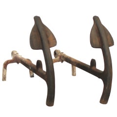 Pair of Cast Iron Anchors Aweigh Andirons
