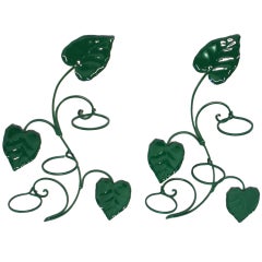 Retro Pair of Wrought Iron Climbing Vine Wall Planters, Possibly by Woodard