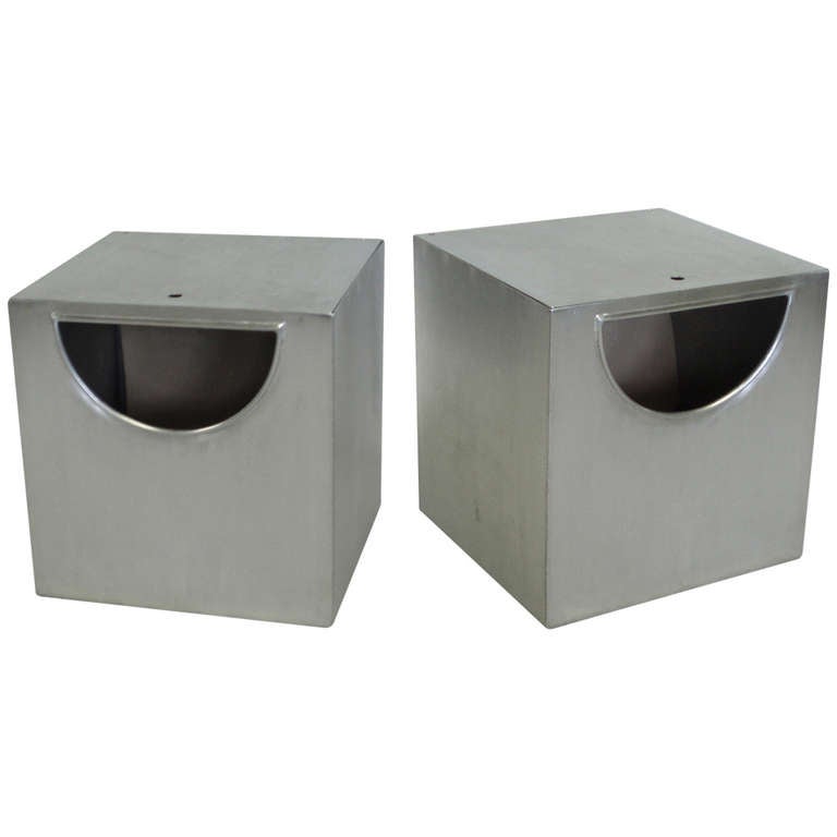 Stainless Steel Industrial Storage Box Side Tables at 1stDibs