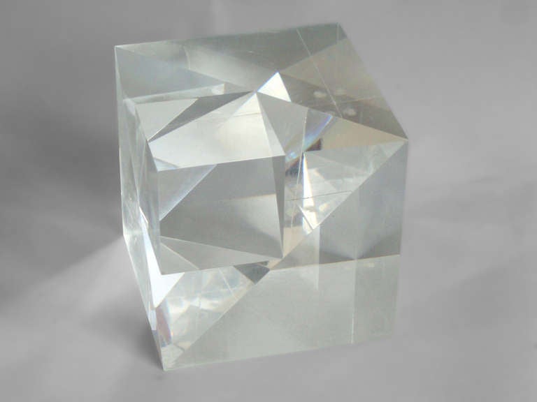 Lucite Square on a Cube Sculpture In Excellent Condition In Ferndale, MI