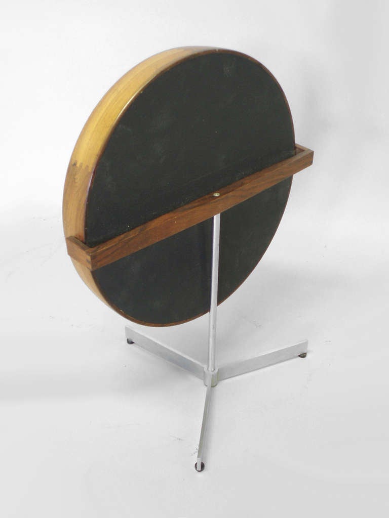 Mid-Century Modern Uno and Otto Kristiansson Rosewood with Satin Chrome Base Table Top Mirror