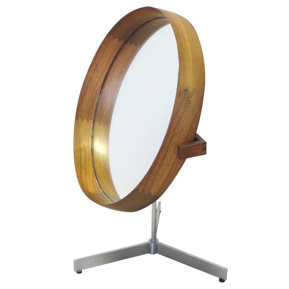Uno and Otto Kristiansson Rosewood with Satin Chrome Base Table Top Mirror