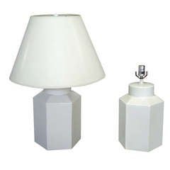 Pair of White Hexagon Base Table Lamps