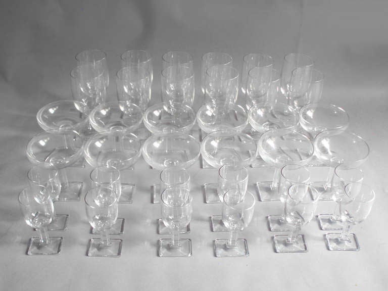 Large Set of Heisey New Era Art Deco Stemware for Twelve, Lead Crystal, Possibly Libby glass 
Champagnes: 4