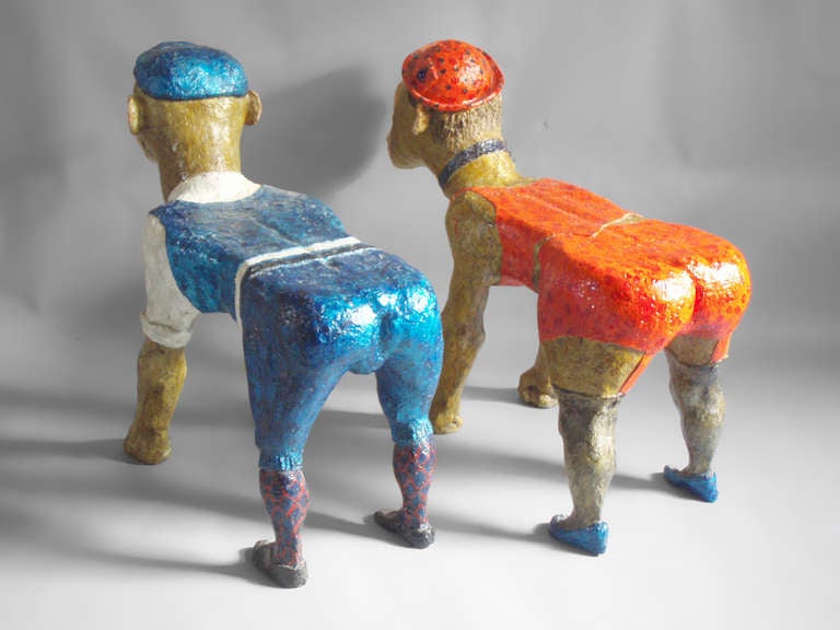 Hand-Crafted Pair of Composition Monkey Benches or Tables