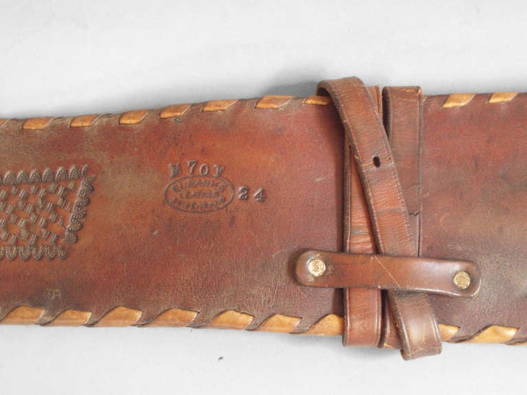 Hand-Crafted American West Tooled Leather Saddle Holster For Sale