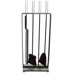Wrought Iron with Aluminum Modernist Fire Tools