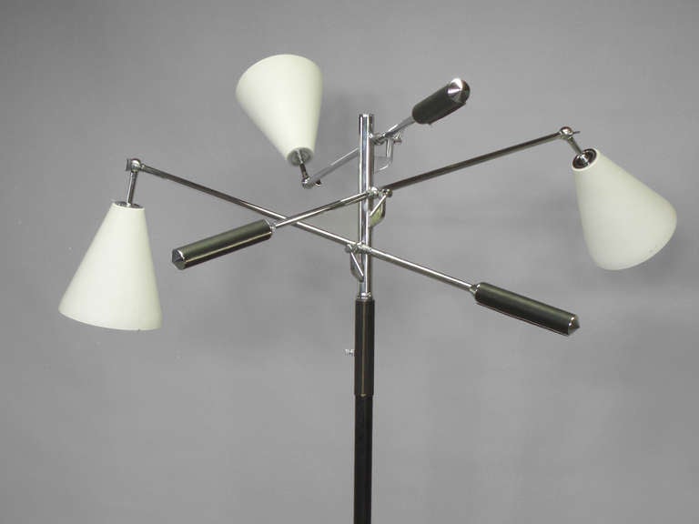 Italian Classic Three Arm Chrome Triennale Floor Lamp