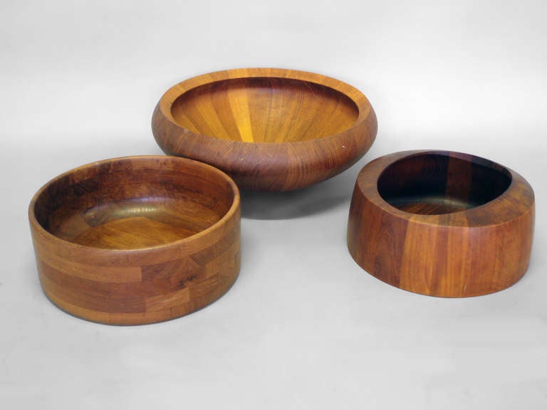 Collection of Three Teak Salad Bowls by Jens Quistgaard for Dansk