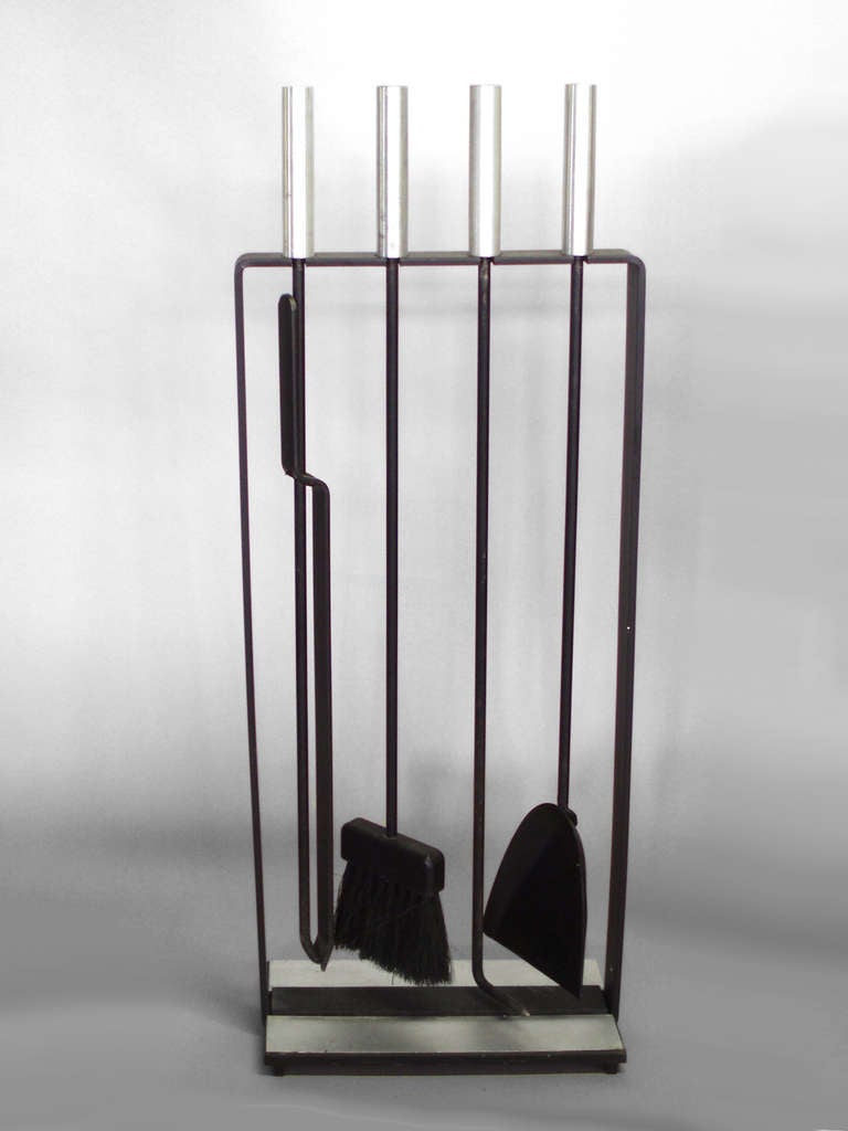 Wrought Iron with Aluminum Modernist Fire Tools by the Pilgrim Manufacturing Co.
Base: 6