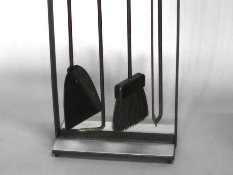 American Wrought Iron with Aluminum Modernist Fire Tools