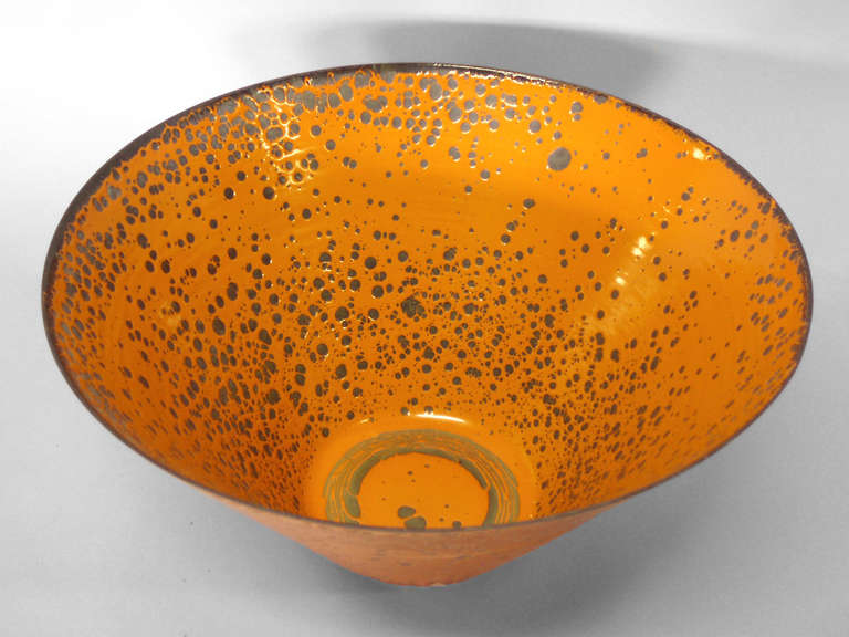 Enamel on Steel Orange Bowl by the Hanova Company at 1stdibs