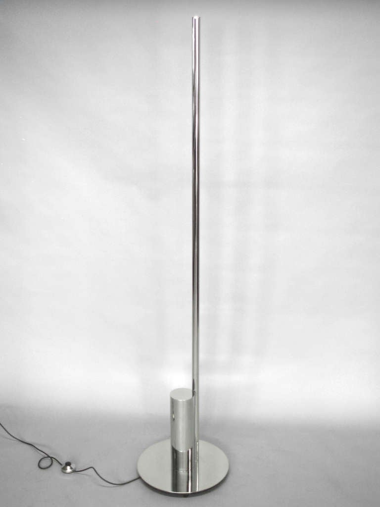Italian Tall Chrome Linea Line Floor Lamp by Nanda Vigo for Arredoluce