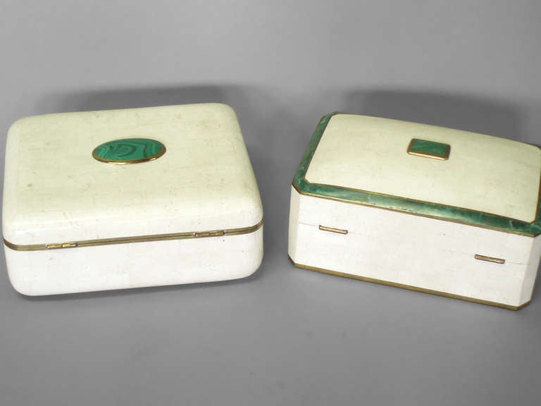 Philippine Pair of Tessalated Dresser Boxes in the Style of Karl Springer