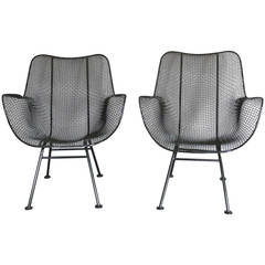 Pair of Woodard High-Back Lounge Chairs