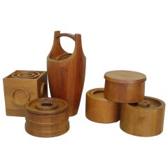 Collection of Six Danish Teak Ice Buckets by Jens Quistgaard