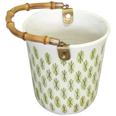 Gucci Style Bamboo Handle Ice Bucket Signed Raymor