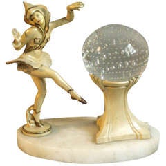 Art Deco Dancer with Controlled Bubble Glass Ball Mood Light 5