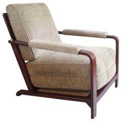 Wood Frame Machine Age Lounge Chair by Gilbert Rohde