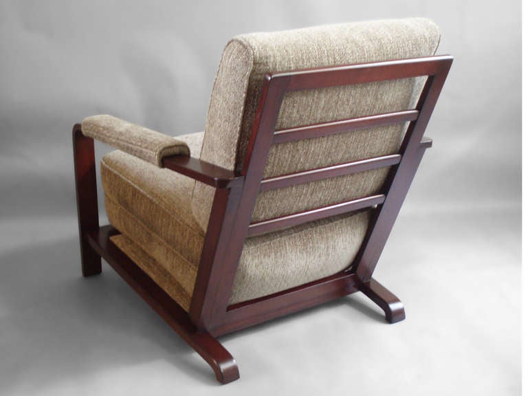 American Wood Frame Machine Age Lounge Chair by Gilbert Rohde