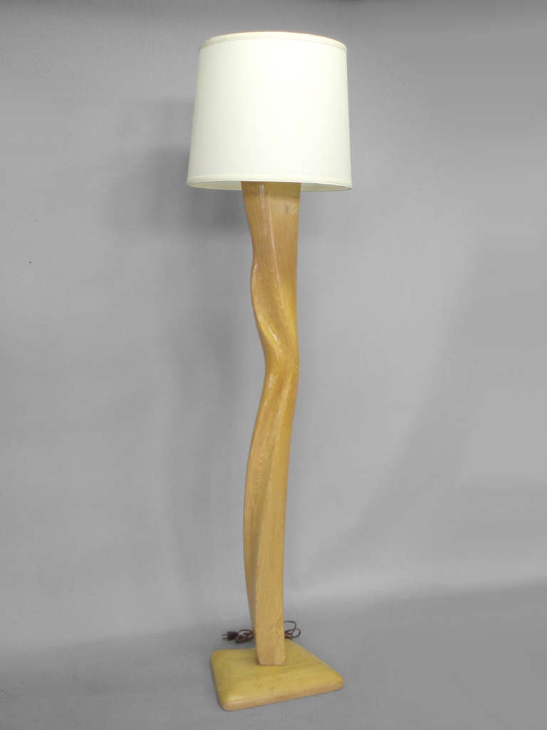 Organic Form, Blonde Ash Shaft Floor Lamp by Sasha Heifitz In Excellent Condition In Ferndale, MI