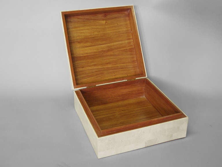 Mid-Century Modern Mahogany Lined Tesselated Box  in the Style of Karl Springer