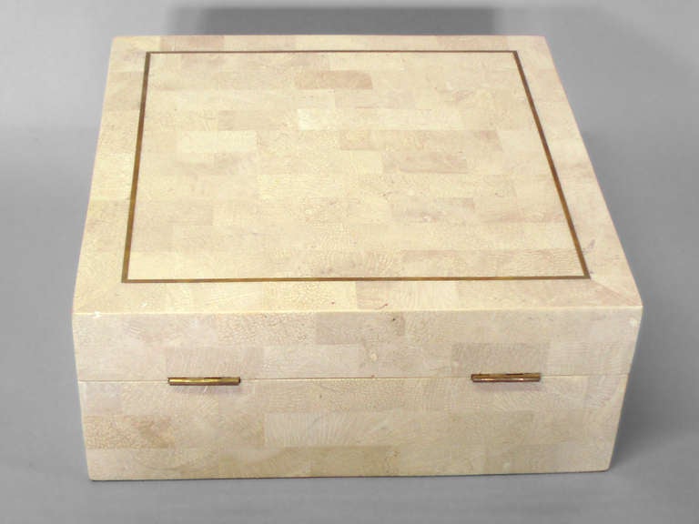 American Mahogany Lined Tesselated Box  in the Style of Karl Springer