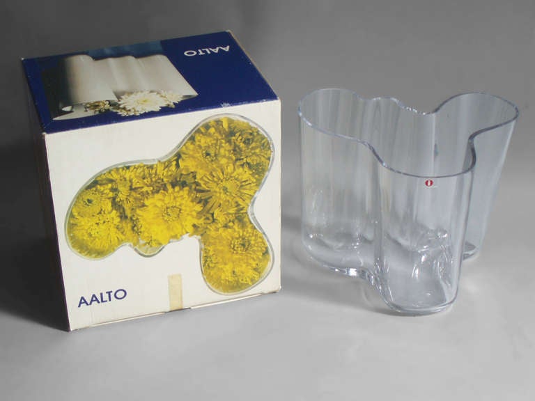 Free Form Glass Bowl by Alvar Aalto for Iitala with Original Box