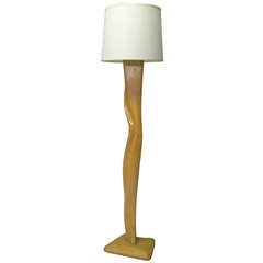 Vintage Organic Form, Blonde Ash Shaft Floor Lamp by Sasha Heifitz