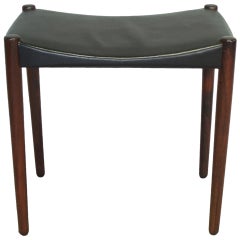 Rosewood and Leather Stool by Ejner Larsen and A. Bender Madsen for Willy Beck