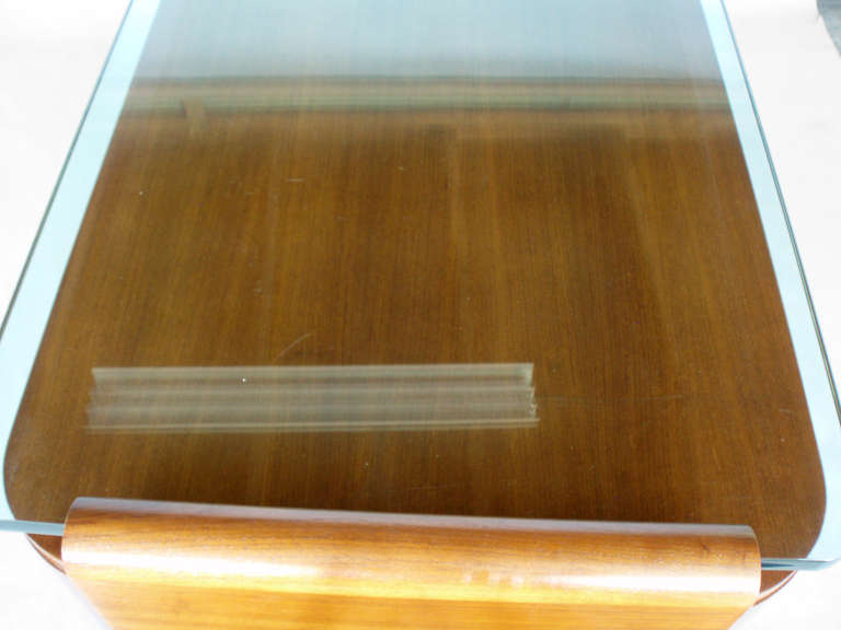 Large Custom-Made Glass Top Executive Desk In Excellent Condition In Ferndale, MI