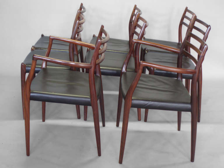 Set of Eight Vibrant Rosewood Dining Chairs by Niels O. Moller In Excellent Condition In Ferndale, MI
