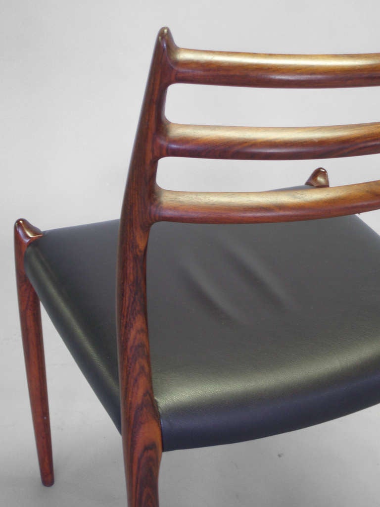 Set of Eight Vibrant Rosewood Dining Chairs by Niels O. Moller 1