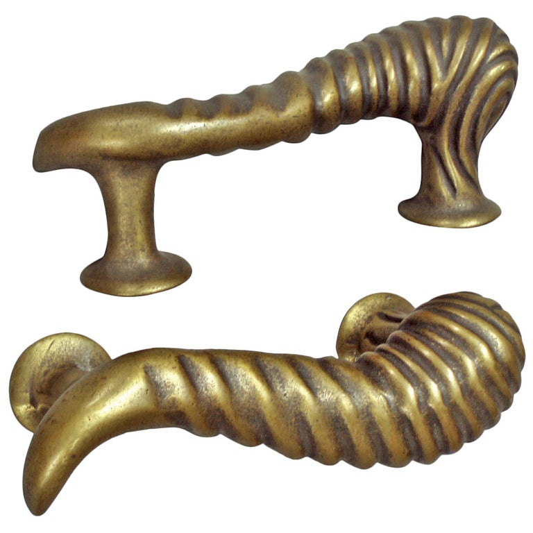 Pair Brass Bronze Door Pulls at 1stDibs