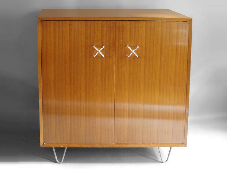 Walnut Cabinet on Hairpin Aluminum Legs by George Nelson