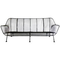 Vintage Woodard Wrought Iron with Mesh Outdoor Garden Couch