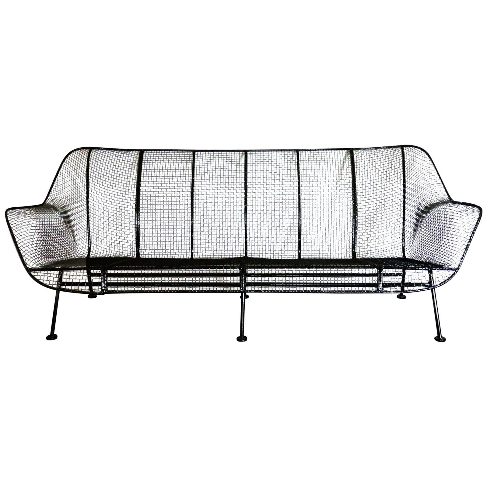 Woodard Wrought Iron with Mesh Outdoor Garden Couch
