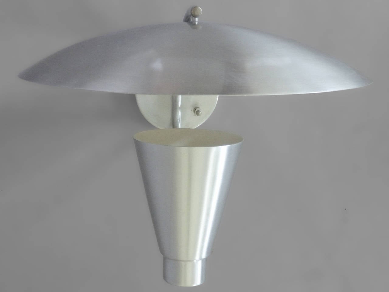 Mid-Century Modern Aluminum Cone with Deflector Wall Sconce For Sale