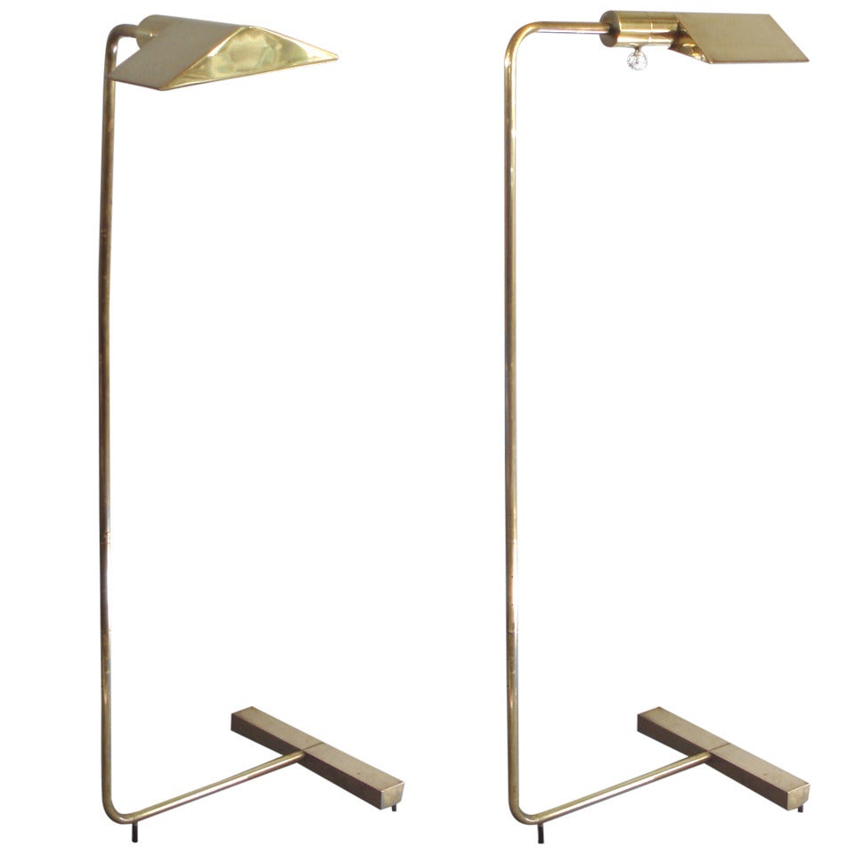 Pair of Adjustable Brass Reading Lamps by Cedric Hartman